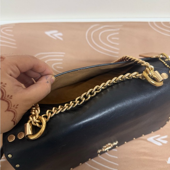 Coach Black and Brown Bag with Gold Chain - Picture 8 of 9